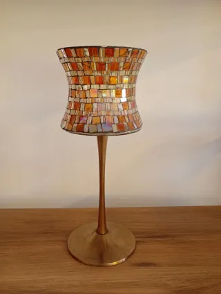 Portacandele decorativo mosaico oro arancio