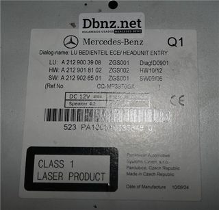 RADIO / CD Mercedes-Benz Clase E (BM 212) Familiar (08.2009->) 2.1 E 220 CDI BlueEfficiency (212.202) [2,1 Ltr. - 125 kW CDI CAT]