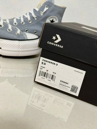 Converse plataforma azul y blanco