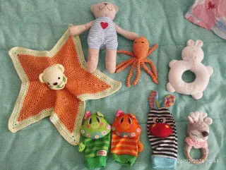 Lote Sonajeros, Mantita y Peluche Bebé