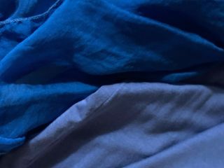 Top seta drappeggiato blu cobalto