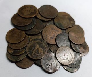 Lote 41 monedas antiguas cobre España