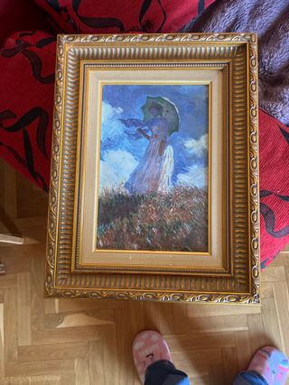 Cuadro antiguo mujer con paraguas