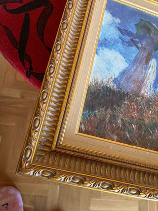 Cuadro antiguo mujer con paraguas