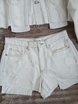 Conjunto vaquero blanco chaqueta y short