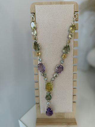 Collar Plata Piedras Naturales Morado