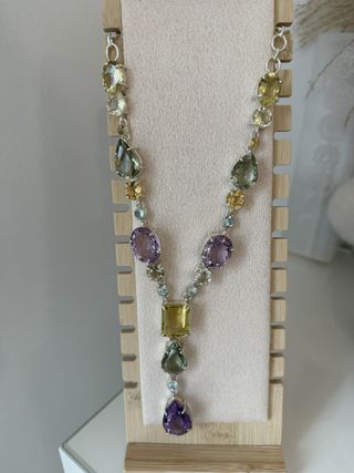 Collar Plata Piedras Naturales Morado