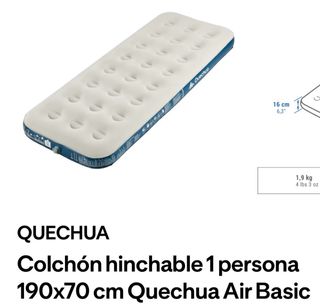 Colchón Hinchable 1 Persona + inflador de pie