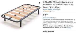 Somier metálico con láminas gruesas de madera