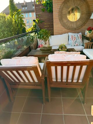 Conjunto Muebles Exterior Madera y Tela