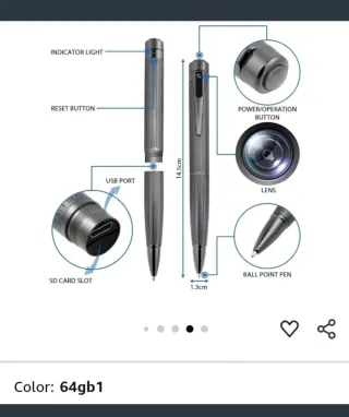 OTADUG Cámara espía 1080P 64GB