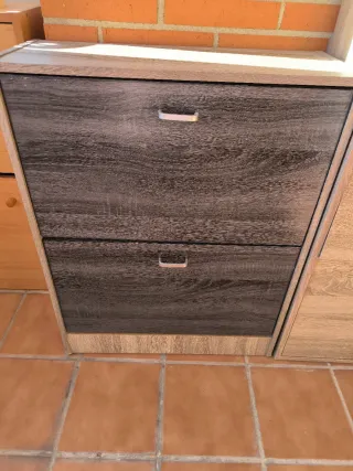 Zapatero 2 cajones madera