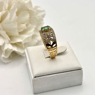 Anillo Oro 18kt con Esmeralda y Diamantes