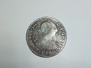 2 Reales Plata Potosí 1786. Carlos III