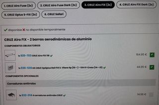 Barras de techo coche aluminio CRUZ