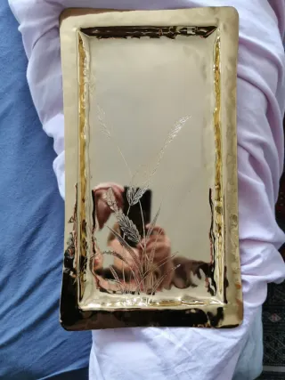 Vassoio rettangolare ottonato 41x23