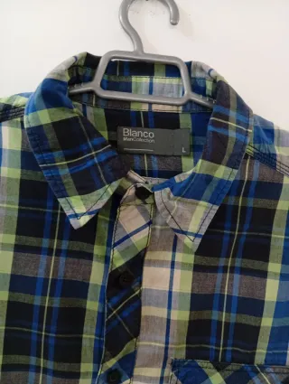 Camisa de cuadros Blanco Talla L