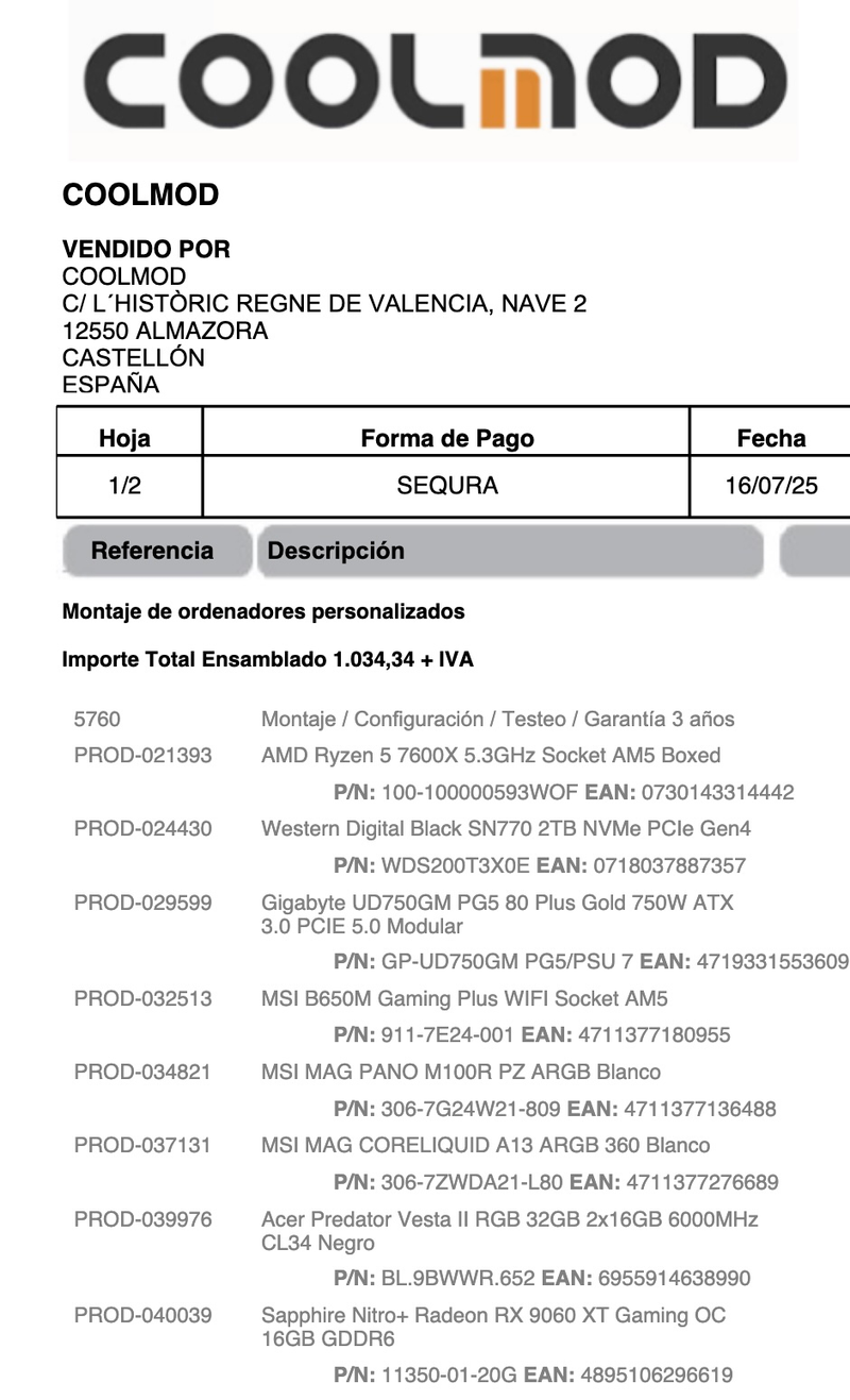 PC GAMING AM5 | 9060 XT | 32GB | 2TB | GARANTÍA afbeelding 10