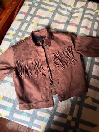 Chaqueta efecto ante Kiabi flecos Talla L