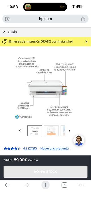 Impresora HP ENVY 6030 Blanca