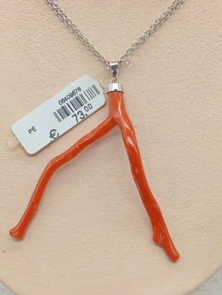 Collar Plata 925 y Coral Rojo