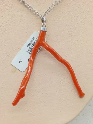 Collar Plata 925 y Coral Rojo