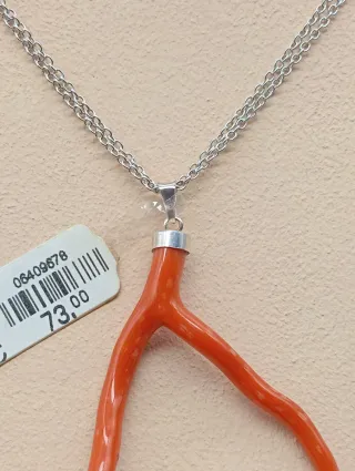 Collar Plata 925 y Coral Rojo