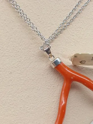 Collar Plata 925 y Coral Rojo