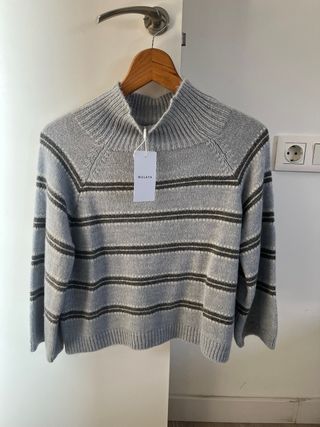 Jersey Mulaya rayas cuello alto gris