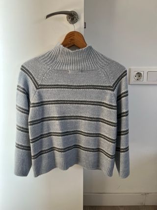 Jersey Mulaya rayas cuello alto gris