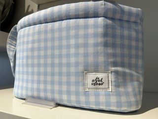 Bolso organizador vichy azul y blanco