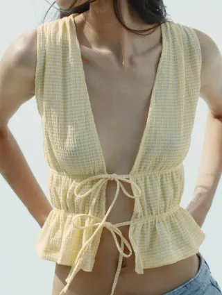 Top Zara cuadros vichy lazos talla M