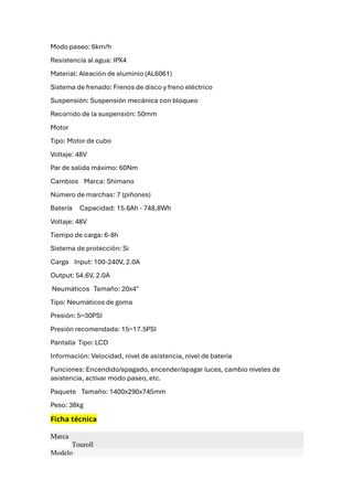 Bicicleta Eléctrica Plegable Negra