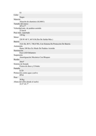 Bicicleta Eléctrica Plegable Negra