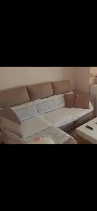 Sofá chaise longue beige extensible