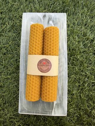 Confezione da 2 candele artigianali di miele naturale