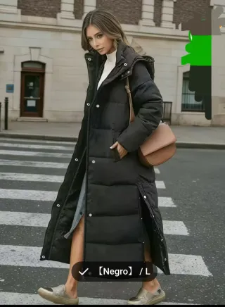 Abrigo largo acolchado negro sin estrenar
