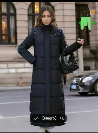 Abrigo largo acolchado negro sin estrenar