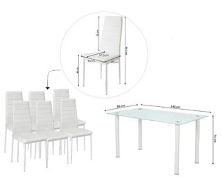 Mesa de vidrio 140x80cm + 6 sillas – Elegante y moderna