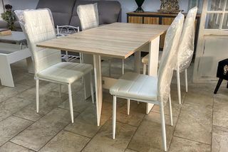 Mesa Libro extensible con alas plegables 140x77cm comedor Suecia