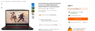 Portátil MSI Katana GF66 12UE-1202XES i7