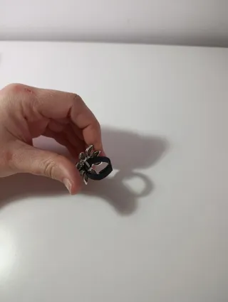 Anillo Flor Acero y Cuero