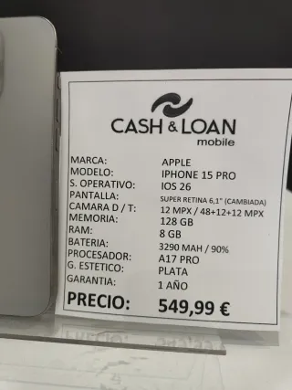 iPhone 15 Pro 128GB Plata