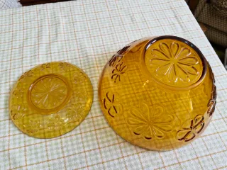 Bol Vintage Ámbar Cristal Prensado