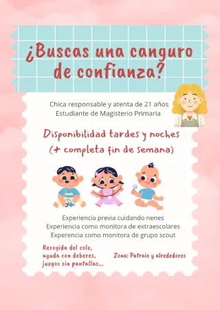 Niñera/Canguro/Cuidado de niños