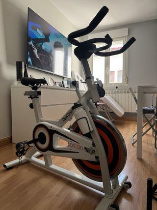 Bicicleta estática dual cross y mancuernas