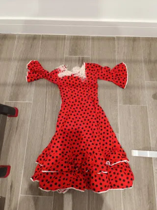 Vestido Flamenca Niña Rojo Lunares