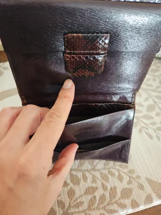 Cartera Piel Serpiente Marrón 13cm x 10