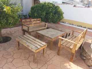 Conjunto Terraza Madera Palets Reciclada