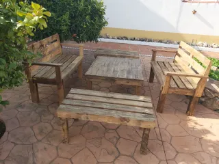 Conjunto Terraza Madera Palets Reciclada